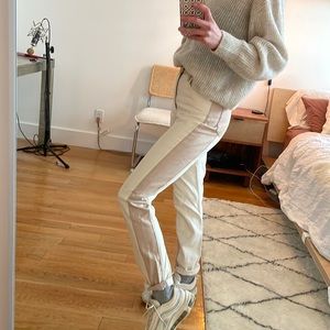 REFORMATION CREAM COLORBLOCK JEANS